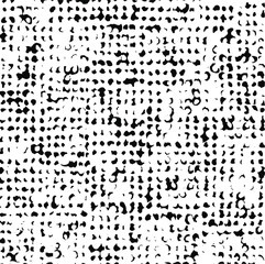 Small uneven spots and particles of debris. Abstract vector texture.  Distressed uneven background. Grunge texture overlay with fine grains isolated on white background. Vector illustration. EPS10.