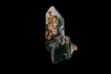 macro Axinite mineral stone on a black background