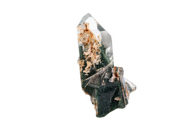 macro Axinite mineral stone on a white background