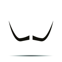 Black mustache creative flat retro desing. Simply and trendy design. Amazing fit for brands, logo, barbershop, background. Mustache set isolated on white background with shadow