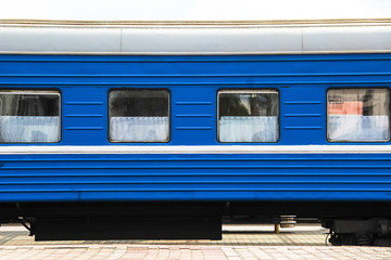 Train's wagon on railway station side view