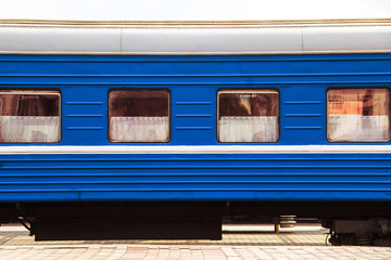 Train's wagon on railway station side view