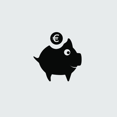 Fototapeta premium Standart piggy bank with coins. Isolated on grey background. Great for web, icon or your logo. Vector illustration with simply flat design