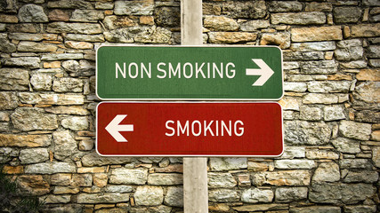 Street Sign Smoking versus Non Smoking