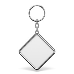Blank metal trinket with a ring for a key rhombus shape 3D