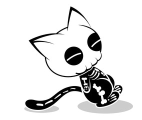 Cat action illustration on a white background. Animal action vector.