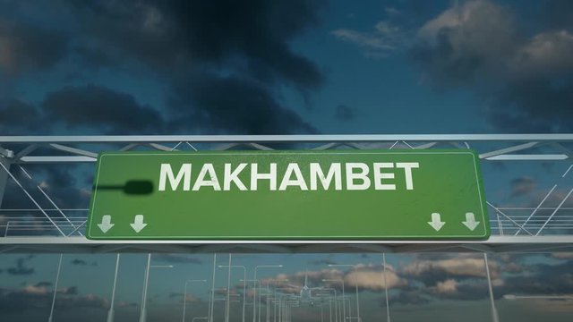 the plane landing in Makhambet kazakhstan