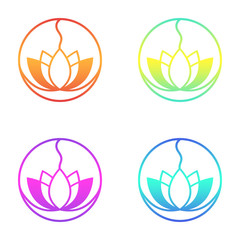 Set of four colorful lotus logo