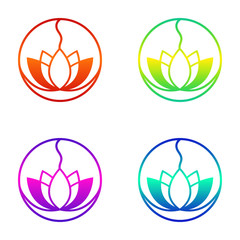 Set of four colorful lotus logo