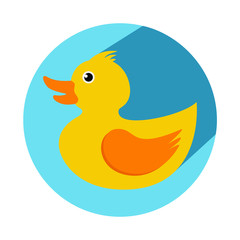Classic yellow rubber duck, vector illustration and design element for kids, education and funny content. 