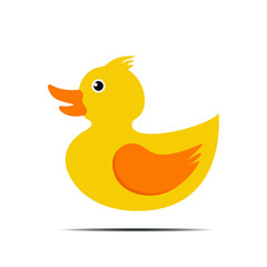 Classic yellow rubber duck, vector illustration and design element for kids, education and funny content. 