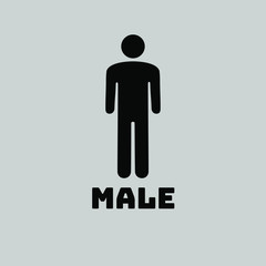 Male gentlemen Toilet Sign vector illustration. Simply flat design for logo, objects and icons. Restroom for Male, Female, Ladies, Gentlemens. 