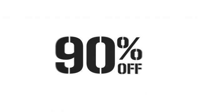 Black Friday Off Sale set of 9 percentage text animation promotion video glitch effect with black cutting frames between animations 4k