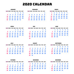 Simply design Desk Calendar of 2020 year template. Week starts on Sunday. Basic type, original grid, vector illustration with beautiful geometric golden background.