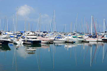 Fototapeta na wymiar pier Gulf of Thailand, boats and yachts,