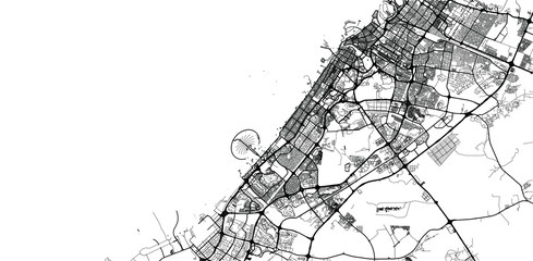Fototapeta na wymiar Urban vector city map of Dubai, United Arab Emirates