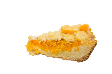 Pumpkin pie on a white background, autumn concept