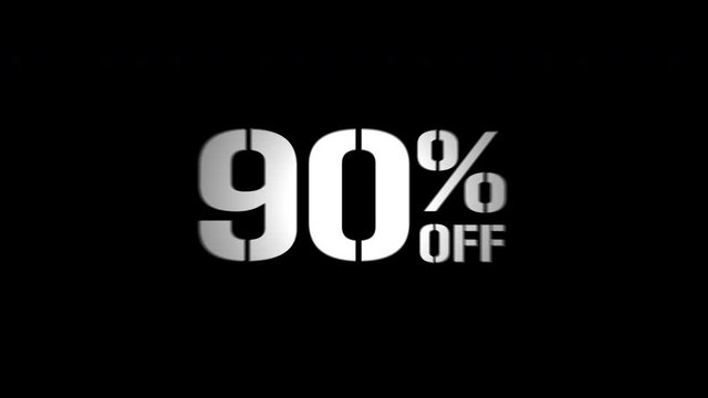 Cyber Monday Off Sale set of 9 percentage text animation promotion video glitch effect with black cutting frames between animations 4k