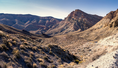 Dirt road at Red Pass at Titus Canyon at Death Valley National Park, CA, USA