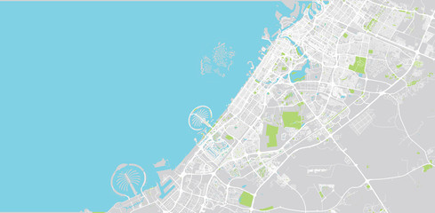 Urban vector city map of Dubai, United Arab Emirates