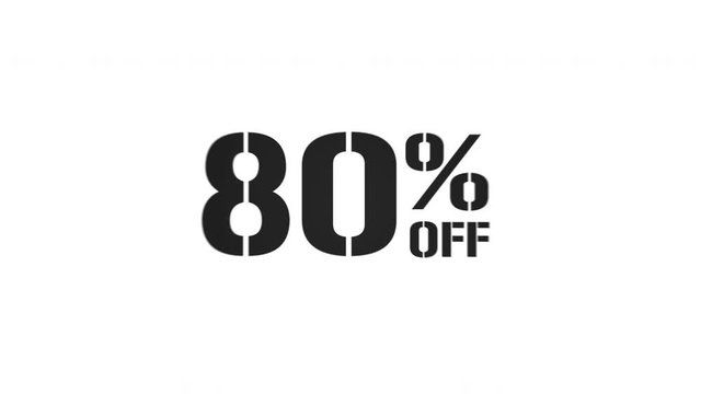 Cyber Monday Off Sale set of 9 percentage text animation promotion video glitch effect with black cutting frames between animations 4k