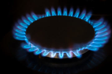 gas stove burner close-up, gas energy concept