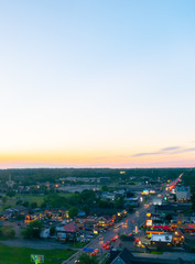 Fototapeta na wymiar The aerial view of Niagara City in Canada at sun set