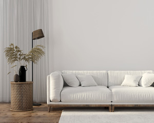 Ethnic style living room with white sofa