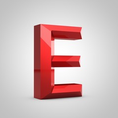 Red glossy chiseled letter E uppercase