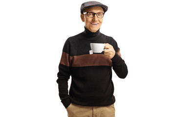 Elderly man with a cup of tea