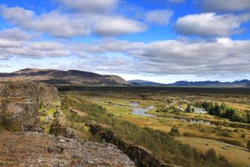 Fototapeta na wymiar Autumn landscape in Pingvellir National Park, Iceland, Europe