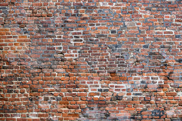 Old Red Brick Wall with Lots of Texture and Color.