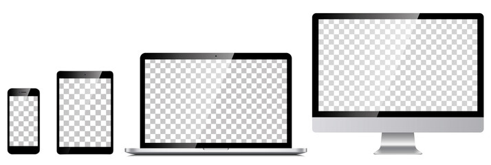 Computer, laptop, tablet, phone, monitor. Vector illustration
