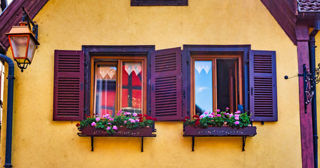 Doors, windows and facades of Alsace, in France