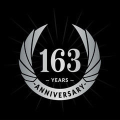 163 years anniversary celebration logotype. Elegant anniversary design. One hundred and sixty-three years logo.