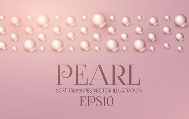 Elegant 3D Pink Pearls. Pearl Beads. Treasure realistic design.