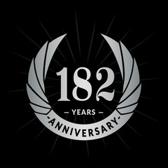 182 years anniversary celebration logotype. Elegant anniversary design. One hundred and eighty-two years logo.