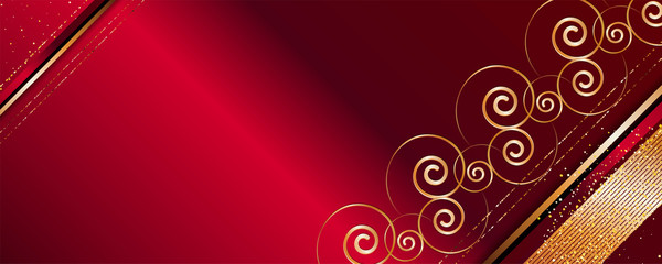 06.08Red and gold abstract background luxury dark red and golden line template premium vector