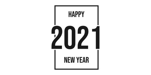 inscription in curved font 2021 on the background. Graphic design with the words happy new year. Vector illustration - obrazy, fototapety, plakaty