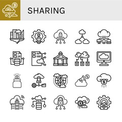 Set of sharing icons such as Cloud, Leader, Cloud computing, Shelter, Donation , sharing