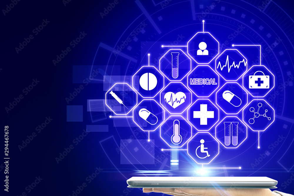 Wall mural Medicine and tech concept