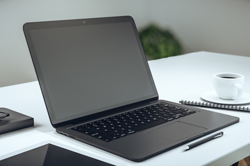 Fototapeta premium Empty laptop closeup