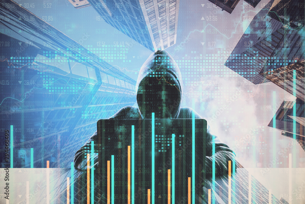 Poster finance and hacking concept