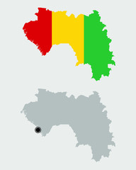 Contour of Guinea in grey and in flag colors