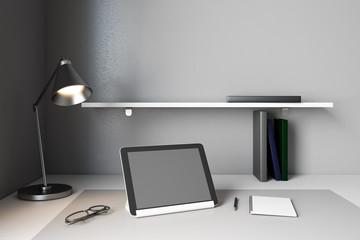 Modern designer desktop with empty tablet