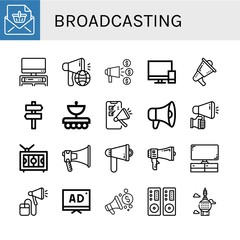 Set of broadcasting icons such as Announcement, Tv, Megaphone, Announce, Televisions, Signaling, Antenna, Television, Loudspeaker, Tower , broadcasting