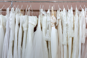 Beautiful white wedding dresses.
