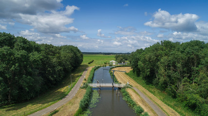 Fototapeta na wymiar small drawbridge over canal