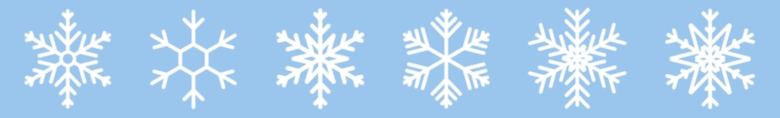 Snowflake Icon Blue White | Snowflakes | Ice Crystal Winter Symbol | Christmas Logo | Xmas Sign | Variations