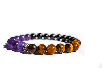 amethyst, obsidian, quartz mineral, tiger eye mineral stones